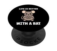 Animals Cute Mouse rodent Rat life is better with a Rat PopSockets PopGrip Adesivo