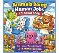 Animals Doing Human Jobs Coloring Book: Fun Fantasy Work Scenes With Cute Animals - Easy, Big Coloring Pages For Kids And Adults