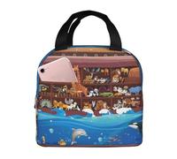 Animals On Noah'S Ark Borsa Per Il Pranzo Interno In Alluminio Borsa Termica Impermeabile Borse Frigo Per Ufficio Scuola Viaggio 22X20X13Cm