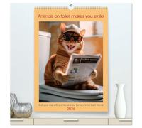 Animals on toilet makes you smile (High Quality Premium Wall Calendar 2026 DIN A2 portrait),CALVENDO 12 Month Wall Calendar: Start your day with a smile and our funny animal toilet friends