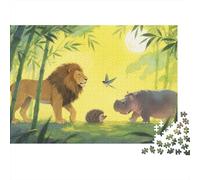 Animals Puzzle 1000 Pezzi Lion And Hema in The Bamboo Grove, Per Bambini E Adulti Impossible Classici Idea Regalo 1000pcs (75x50cm)