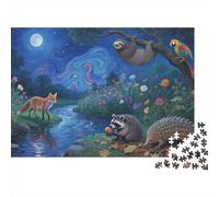Animals Puzzle 1000 Pezzi Under The Starry Sky Animals Are by The Stream, Per Bambini E Adulti Giochi Difficile Sfida Grandi Dimensioni Regalo 1000pcs (75x50cm)