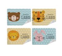 ''Animals'' Tovagliette Merenda Set di 4, Multicolore Colazione Pranzo Sottopiatto Scuola Asilo Materna Bambino Bambina Idea Regalo Natale Compleanno Regalino Bambini Feste