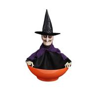 Animated Halloween Decorations, Witch Candy Bowl, Interactive Candy Holder, Scary Halloween Centerpiece, Trucco Oro Treat Decor, Halloween Party Accessory, Eerie Candy Dispenser, Lighted Witch Bowl
