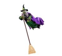 Animato Volo Strega Ornamento Con Tocco Suono Attivato Scultura Horror Per Interni ed Esterni Displays Haunted Hovering Strega Puntelli Strega