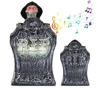 Animatronici di Halloween, Lapidi di Halloween con Zombie Rise-Fall con Occhi Rossi Voce Inquietante Oggetti di Scena Spettrali Attivati dal Suono per la Casa Stregata Spirito di Halloween