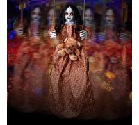 Animatronics - Decorazioni per Halloween da 1,5 m, con suono raccapricciante, occhi luminosi, espressione spaventosa, fantasmi da appendere, casa infestata, decorazione per interni ed esterni