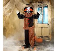 Animatronics - Pagliaccio in piedi con suono e tocco, occhi luminosi, suoni raccapriccianti e movimento, decorazione di Halloween a grandezza naturale - perfetto per oggetti di scena di casa