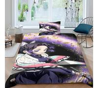 Anime 3D Demon Slayer 2 Pezzi Set Copripiumino 3D Stampa Digitale Copripiumino Set Di Biancheria Da Letto Con Cerniera E Federe Microfibra Morbido Per Bambini Single(135x200cm)