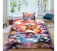 Anime 3D Demon Slayer 2 Pezzi Set Copripiumino Copripiumino 3D Stampa Digitale Con Cerniera Microfibra Morbido Set Di Biancheria Da Letto E Federe Per Bambini Single(135x200cm)