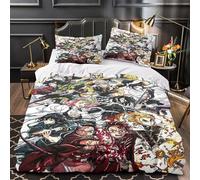 Anime 3D Demon Slayer 3D Stampa Digitale Set Copripiumino Copripiumino 3 Pezzi Microfibra Morbido Set Di Biancheria Da Letto E Federe Con Cerniera Per Bambini King(220x240cm)