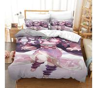 Anime 3D Demon Slayer 3D Stampa Digitale Set Copripiumino Copripiumino 3 Pezzi Set Di Biancheria Da Letto Microfibra Morbido Con Cerniera E Federe Per Bambini Single(140x200cm)