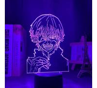 Anime 3d Lampada Tokyo Ghoul Ken Kaneki per l'arredamento della camera da letto Luce notturna Regalo di compleanno freddo Acrilico Luce notturna a Led Tokyo Ghoul, 7 colori