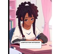 Anime Afro Girl In Her Pink Themed Room College Ruled Composition Notebook: Anime Theme Notebook 7.5 Inches x 9.25 Inches 110 Pages