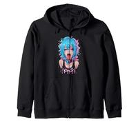 Anime Ahego Face Waifu Felpa con Cappuccio, Unisex per Adulti, Nero, XL
