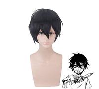 Anime Angels of Death Zack Isaac Foster Parrucca corta nera Costume Cosplay Uomo Parrucche sintetiche resistenti al calore