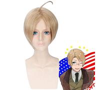 Anime APH Hetalia Axis Powers America Alfred F Jones Parrucca Costume Cosplay Uomo Corti Capelli sintetici Parrucche da festa di Halloween PL-237