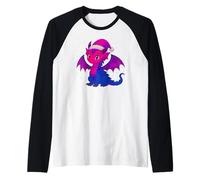 Anime Baby Dragon Christmas Santa Bisexual Pride Colors Maglia con Maniche Raglan