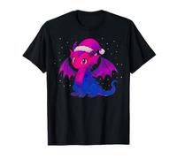 Anime Baby Dragon Christmas Santa Bisexual Pride Colors Maglietta