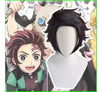 Anime Blade Of Demon Parrucche Cosplay Tanjirou Kamado Parrucca Cosplay Parrucca sintetica resistente al calore Capelli Festa di Halloween Kimetsu No Yaiba
