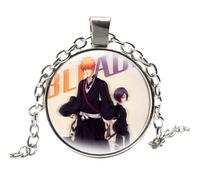 Anime Bleach Cosplay Collana Cartoon Figure Kurosaki Ichigo Hitsugaya Toushirou Cabochon Vetro Ciondolo Collana Ragazzo Ragazza Regali, Lega di zinco
