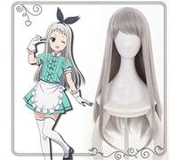 Anime Blend S Kanzaki Hideri Aus Dritto Lungo Argento grigio Parrucca Cosplay Costume di Halloween Gioca parrucche per donna + Cappellino parrucca KUQX809