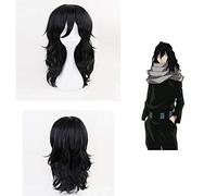 Anime Boku No Hero Academia Shouta Aizawa Cosplay Parrucche Costume My Hero Academia Capelli Neri Ricci Sintetici + Berretto Parrucca My Hero Academia Nero