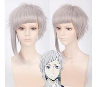 Anime Bungo Cani randagi Nakajima Atsushi Grigio argento Capelli sintetici corti Resistenti al calore Cosplay Halloween Party + Cappellino parrucca gratuito
