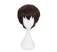Anime Bungo Stray Dogs Dazai Osamu Wigs Cosplay Costume Brown Curly Short Heat Resistant Hair + Wig Cap