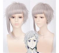 Anime Bungo Stray Dogs Nakajima Atsushi Cosplay Wig Short Silver Gray Heat Resistant Synthetic Hair Cosplay Costume Wigs+wig Cap