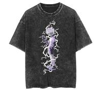 Anime Carattere Killua zaoldyeck/Hisoka tshirt Anime Wash Style GON Freecss Manica Corta Girocollo Stampa Casual Unisex Top, Tipo 4, L