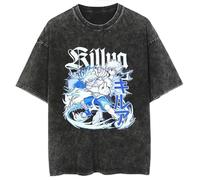 Anime Carattere Killua zaoldyeck/Hisoka tshirt Anime Wash Style GON Freecss Manica Corta Girocollo Stampa Casual Unisex Top, Tipo 5, S