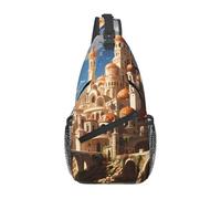 Anime Castle Sky Casual Crossbody Bag Durevole Grande Capacità Leggero e Traspirante Adatto per Vari Luoghi all'aperto