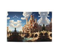 Anime Castle Sky Custom Banner poliestere segni personalizzati - Durevole facile da appendere per feste, lauree, compleanni
