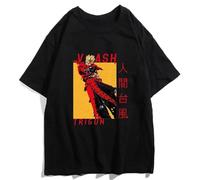 Anime Casual T-Shirt Harajuku Men Tshirt Trigun Typhoon Printed Unisex Short Sleeve T Shirt Cool Cartoon Male Streetwear Top 16 Black XXL