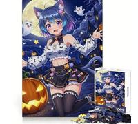 Anime Cat Girl Halloween Night Puzzle da 1000 pezzi per adolescenti Stimola la memoria Tempo libero Felice Taglio di qualità Elegante Regalo di Natale (38x52cm)