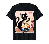 Anime Cat Ramen Instant Noodles Divertente Gatto Giapponese Grafica Maglietta
