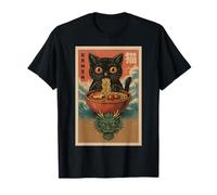 Anime Cat Ramen Japanese Funny Art Kawaii Cat And Dragon Maglietta