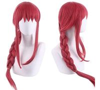 Anime Chainsaw Man Makima Long Red Braiding Cosplay Wig Synthetic Hair Halloween Costume Party Wigs For Men