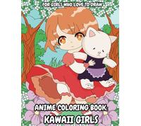 ANIME COLORING BOOK: Kawaii Girls And Their Cute Animal, Manga Kawaii Coloring Book for Kids, Teens and Adults , Unique Designs for Relaxation and Stress Relief!