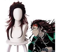 Anime Comic Demon Slayer Kimetsu no Yaiba Parrucche Cosplay Kamado Tanjirou Parrucca Cosplay Parrucca sintetica resistente al calore Capelli lunghi neri