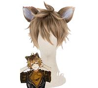 Anime Coser Ruggie Bucchi Cosplay Twisted Wonderland Cosplay Parrucca corta marrone Cosplay con orecchie anime Cosplay parrucche sintetiche resistenti al calore