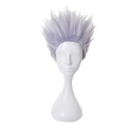 Anime Cosplay Costume Gojo Satoru Parrucca, Argento Viola Parrucche Capelli Corti da uomo per Halloween, Partito, Carnevale, Vita Notturna, Concerti, Matrimoni