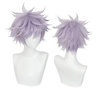 Anime Cosplay Gojo Satoru Parrucca, Colore Lilla Capelli Corti Gioco di Ruolo Parrucche per Halloween Festa in Costume