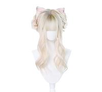 Anime cosplay parrucca beige ondulata lunga Lolita parrucche colorate Daily Harajuku Kawaii Cosplay parrucche resistenti al calore capelli sintetici
