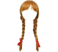 Anime Cosplay Parrucca Della Bambola Annabelle Lungo Marrone Chiaro Doppie Code Accessori Capelli della Parrucca Coser Halloween