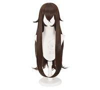 Anime cosplay parrucca genshin, gioco d'azzardo cosplay parrucca ambra marrone scuro accessori per capelli lunghi occhiali per capelli 2021 anime+cappuccio parrucca