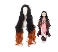 Anime cosplay parrucca per demonio: kimetsu no yaiba personaggi giocano parrucche da cosplay con parrucca gratuita (Kamado Nezuko)