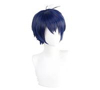 Anime cosplay Parrucca Twisted-Wonderland Deuce Spata Cosplay Parrucca Blu Scuro Breve Resistente al Calore Sintetico Asciugacapelli+Parrucca Cap