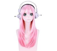 Anime Cosplay Parrucche Per Super Sonico 80cm Lungo Dritto Rosa Chiaro Resistente Al Calore Sintetico Per Le Donne Ragazze Capelli Sintetici